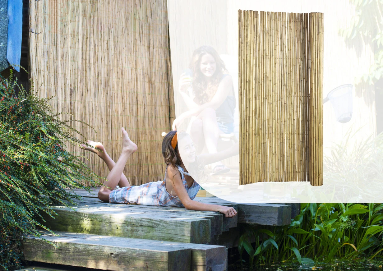 Bamboe Scherm op Rol 180 x 180 cm Gelakt - Afbeelding 2